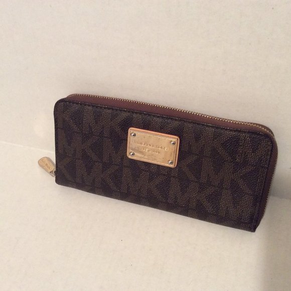 Michael Kors Handbags - Michael Kors Zip-Around Wallet Brown Monogram